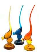 (3) MCM Viking Glass Epic Long Tail Birds