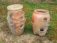 (J) Two Terracotta Strawberry Planters, Two Planter Stands (39" Tall Each) And More
