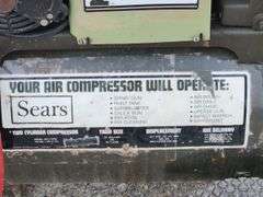 (G) Sears Electric Horizontal 2-Cylinder Air Compressor With Air Hose