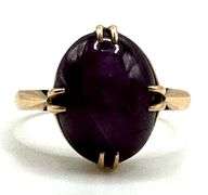 10K Yellow Gold Purple Star Ruby Ring, Size 6