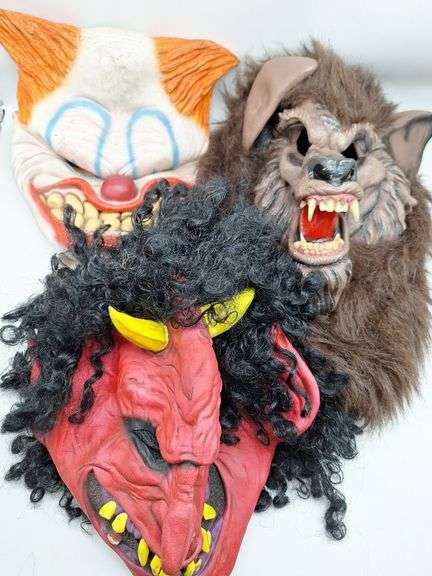 (KC) 3 Scary Halloween Masks Bundle All Masks Around 15"