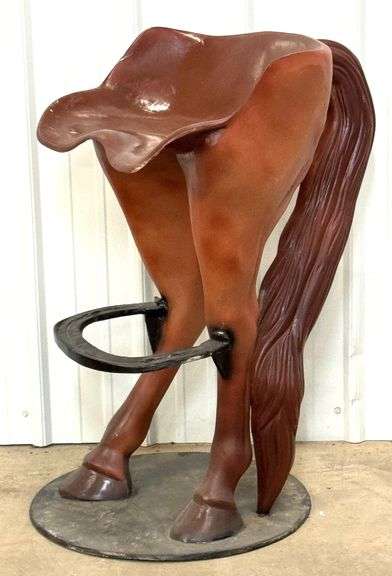 Cast Metal Painted Horse Booty Bar Stool