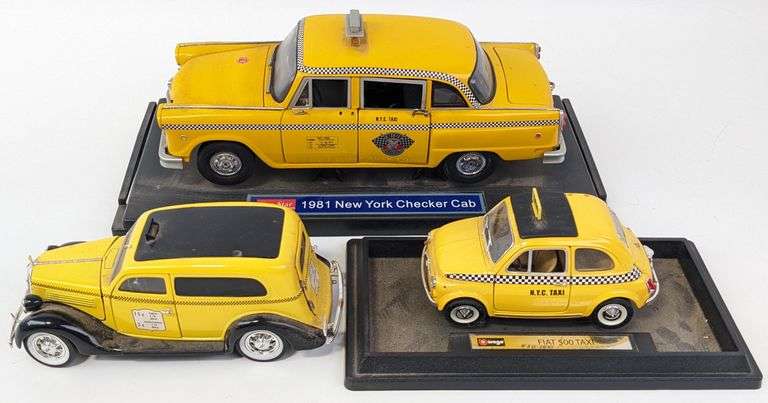 (3) Die-Cast Taxi Cabs