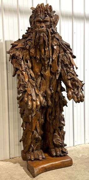 7ft Teak Wood Sasquatch Big Foot Sculpture