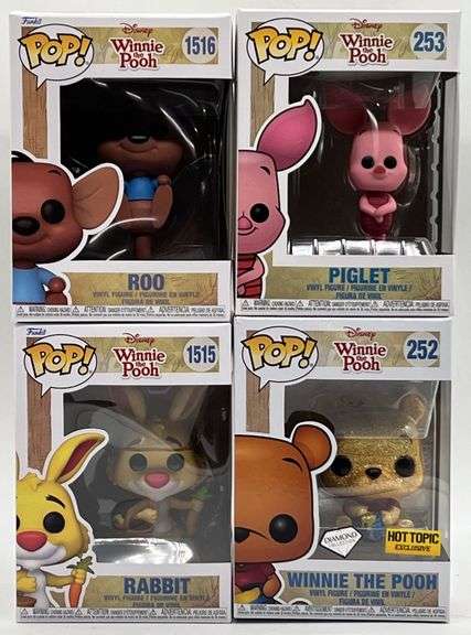 (UV) Funko Pops Winnie The Pooh Roo (1516) Piglet (253) Rabbit (1515 ...