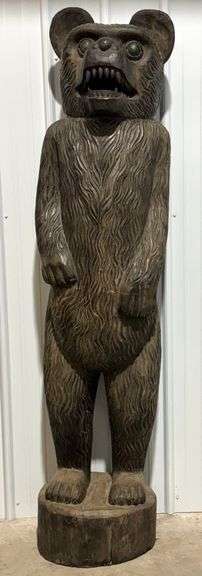 6.5ft Tall Carved Wood Bear Statue