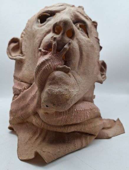 (KC) Casey Love / Alvarez Face-hugger halloween latex mask bust, Paint Chipping, Rip In The Back, Ri