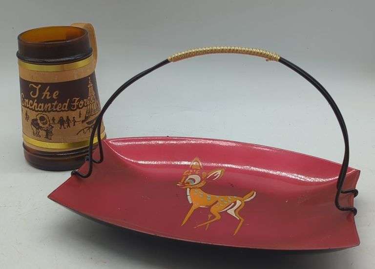 (DE) Memorabilia The Enchanted Forest includes Mug and tray. Approx Mug 5" tall and Tray 10" .