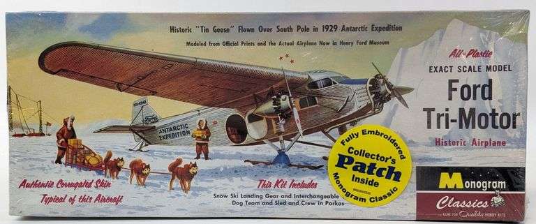 1/77 Scale Monogram Ford Tri-Motor Airplane Model Kit - Sealed