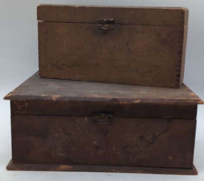 (DE) Vintage Wooden storage boxes. Approx 5" x 11" biggest.