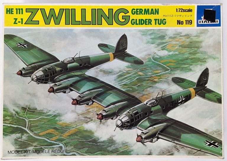 1/72 Scale Italeri He 111 Z-1 Zwilling German Glider Tug Model Kit - NIB