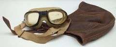 Biggles Helmet Rubber Aviator Flying Hat and Googles main image 0