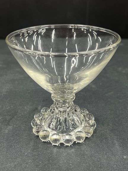 (Q) Set Of 7 Anchor Hocking Berwick-Boopie Clear Glass Champagne Coupe/ Tall Sherbet Glass.