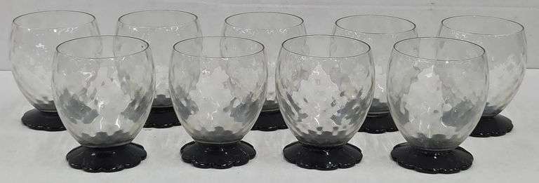 (Q) 9 MCM Black Lily Pad Texture Cocktail Glasses