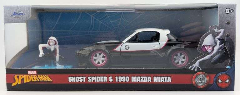 2022 Jada Toys Marvel Spider-Man Ghost Spider & 1990 Mazda Miata Diecast Figure & Car NIB