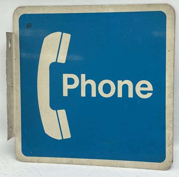 Vintage Payphone Double Sided Metal Flange Sign