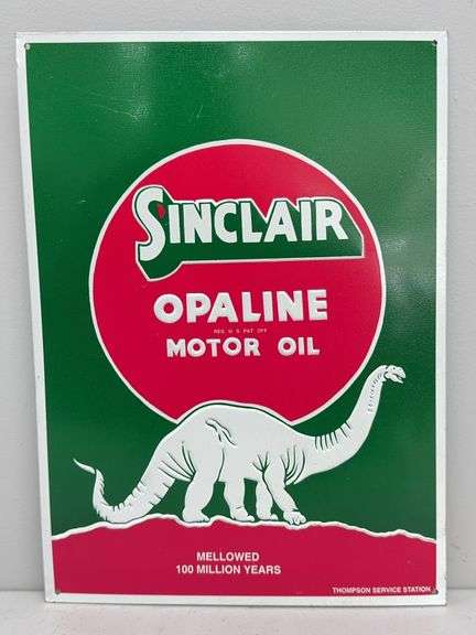 Sinclair Opaline Motor Oil Embossed Tin Sign