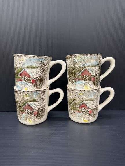 (Q) 5 Coffee Mugs From Johnson Brothers Happy Village Collection