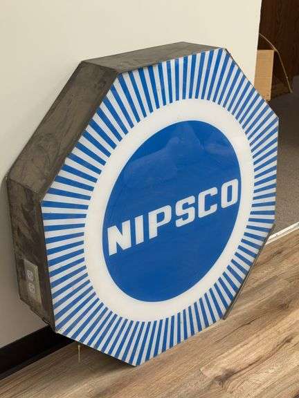 3ft Vintage NIPSCO Lighted Lexan Advertising Sign