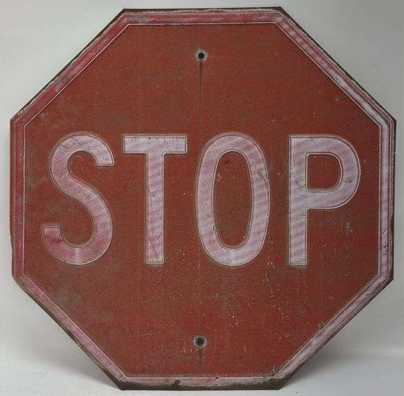 Vintage Embossed Metal Stop Sign