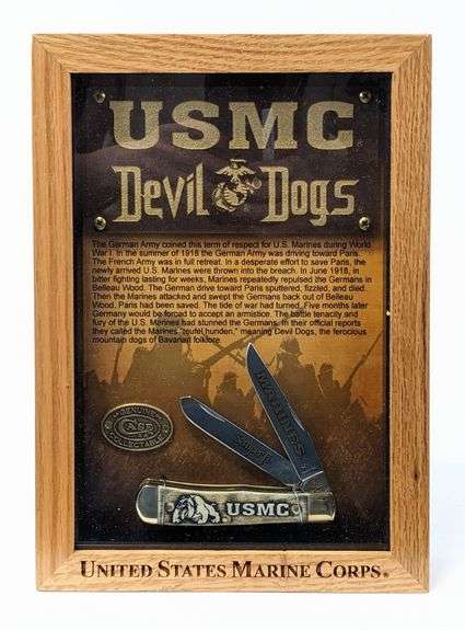 2017 Case XX Marine Corp Devil Dogs Natural Bone Trapper Display