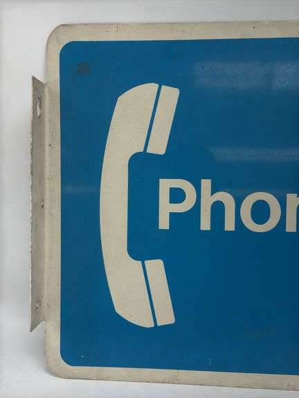 Vintage Payphone Double Sided Metal Flange Sign