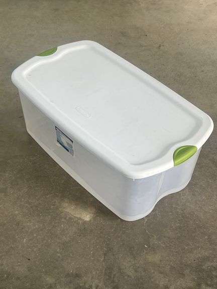 (J) Sterilite Clear Plastic Storage Totes, 58 Qt & 106 Qt Capacity.