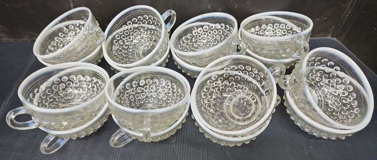 (Q) Anchor Hocking Moonstone Opalescent Hobnail Cups