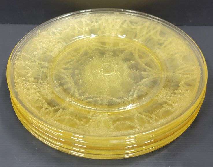 (Q) Yellow Depression Glass - Anchor Hocking Cameo Ballerina - Plates