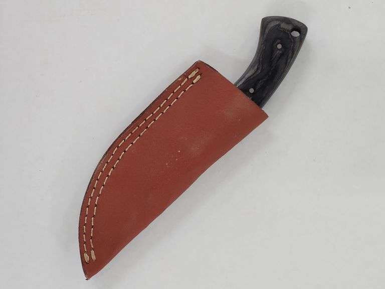 (II)  Damascus Steel Hunting Knife With Sheath