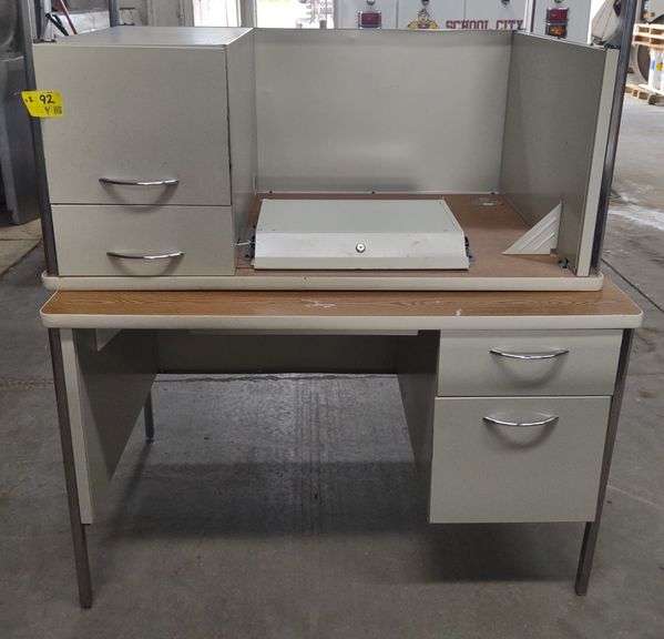 Pedestal Wood Grain Top Desks w/ 3 Drawers