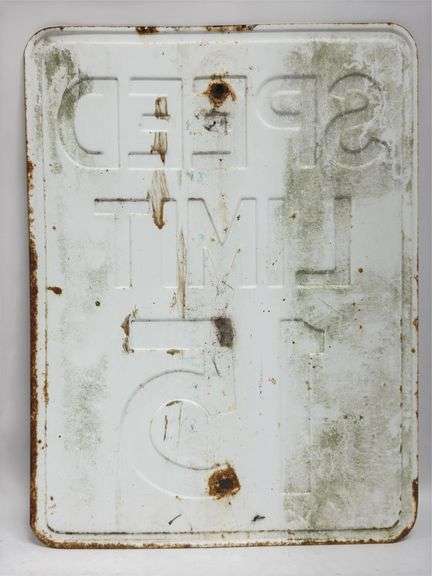 Vintage Embossed Metal Speed Limit Sign