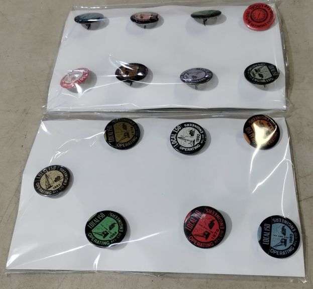 (W)(15) Local 150 operating engineers button pins and more 1970's-90's ...