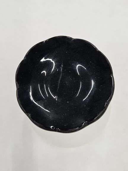 (Q) 4 MCM Black Lily Pad Cordial Glasses