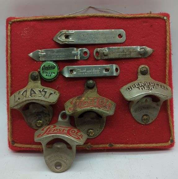 (GH) Vintage Hand-held and wall mounted bottles openers. Approx 8" x 9".