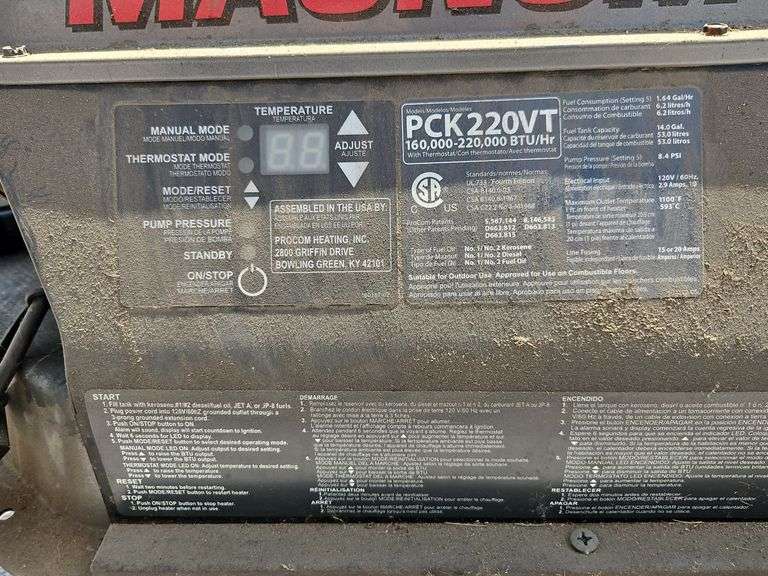 Procom Magnum Forced Air Kerosene Heater. Model# PCK220VT.