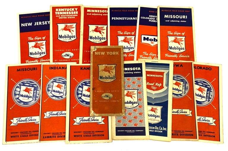 (14) Mobilgas Socony Promotional Road Maps