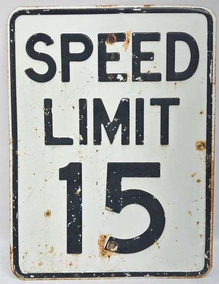 Vintage Embossed Metal Speed Limit Sign