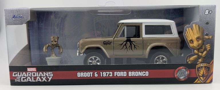 2023 Jada Toys Marvel Guardians Of The Galaxy Groot & 1973 Ford Bronco Diecast Figure & Car NIB