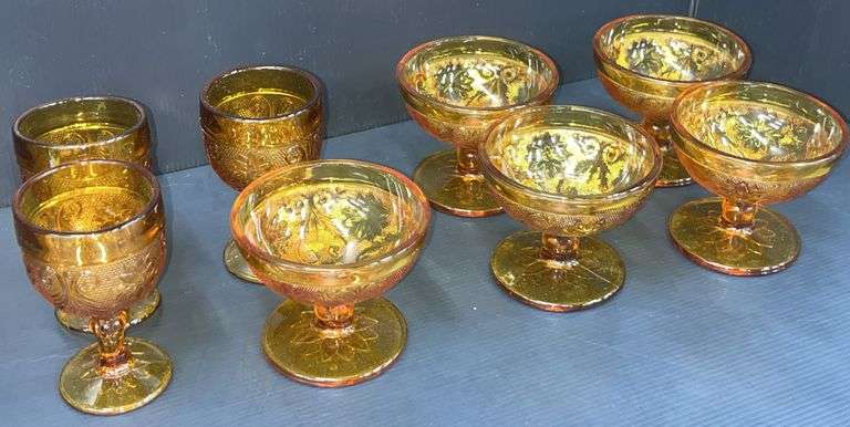 Q) Amber Glass - Indiana Glass Tiara - Cups