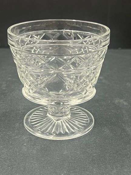 (Q) Hazel Atlas Big Top Peanut Butter Diamond And Fan Sherbet Glasses.