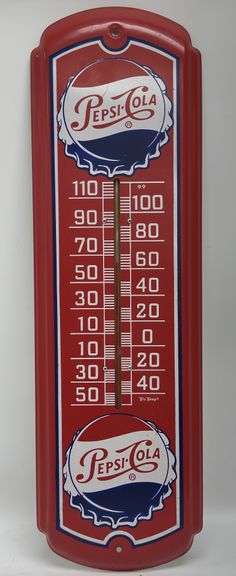 Pepsi-Cola Metal Advertising Thermometer