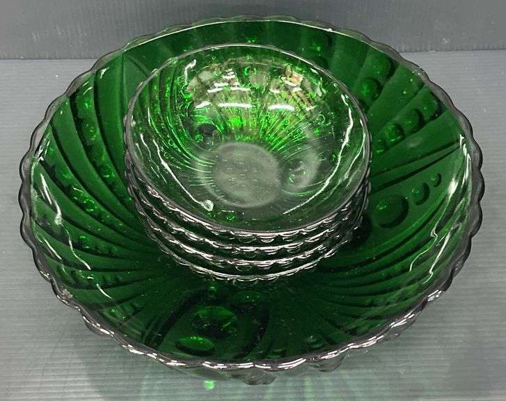 (Q) Anchor Hocking Emerald Green Glass Bowls