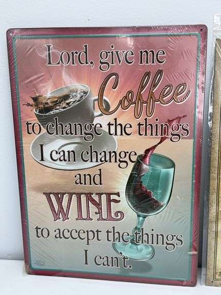 Lot Of 2 Metal Wine Signs