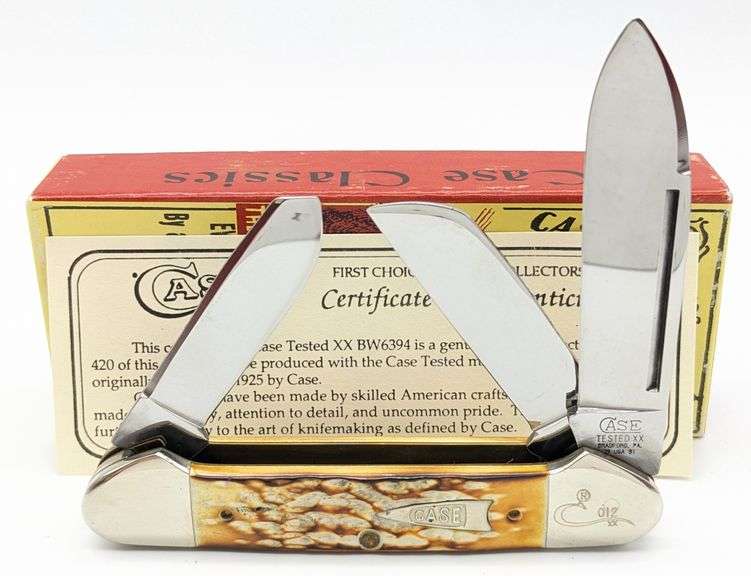 Ltd 1991 Case XX Classic Burnt Bone 1 of 420 Gunboat Canoe Knife 6394 w/ Box