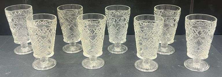 (Q) Hazel Atlas Big Top Peanut Butter Diamond And Fan Iced Tea Glasses.