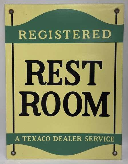 Texaco Gas Station Porcelain Rest Room Sign