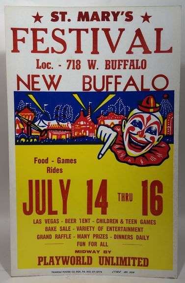 Vintage New Buffalo Circus Card Stock Advertising Poster Sign