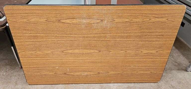 1 Steel Framed Office Desk & A Steel Framed Table W/Folding Legs.