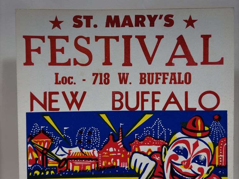 Vintage New Buffalo Circus Card Stock Advertising Poster Sign